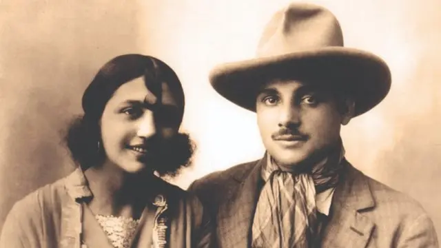 Photographie ancienne d'un couple de la famille Bouglione